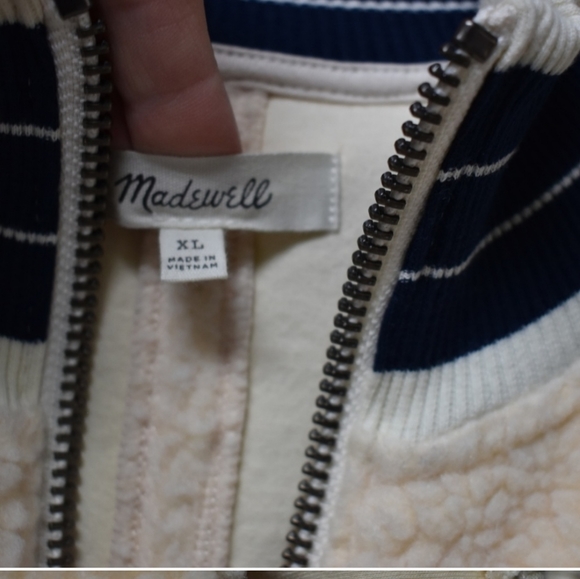 - Madewell Sherpa Varsity Bomber Jacket - Picture 8 of 9